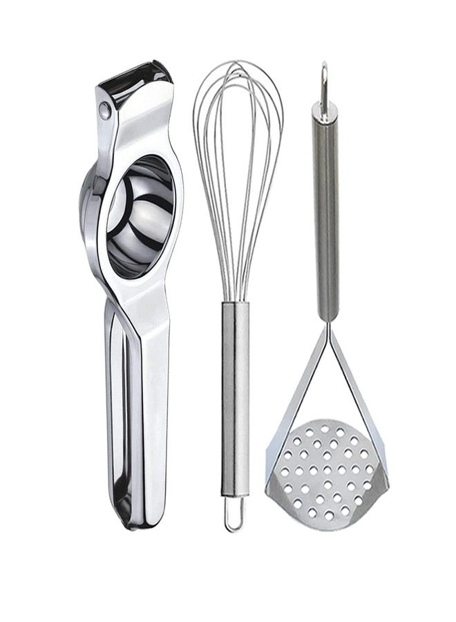 Oc9 Stainless Steel Lemon Squeezer & Egg Whisk & Potato Masher for Kitchen Tool Set - Image 1